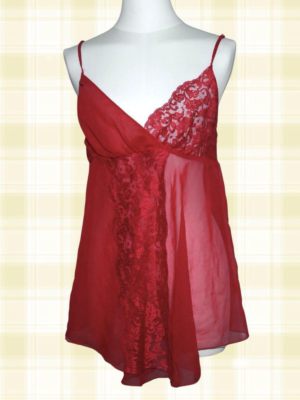 Lace Trim Red Chemise Slip - Women Intimates